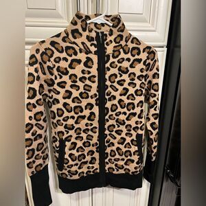 Rachel Zoe cheetah print full zip cardigan sweater womens X Small